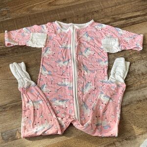 Little sleepies bamboo pink unicorn and Diamond print pajamas size 18-24m